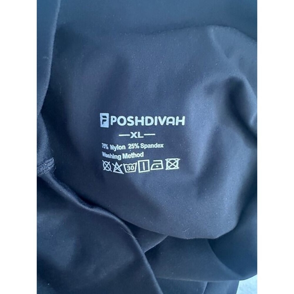 POSHDIVAH Black High Rise Leggings Size XL Stretch Activew - Picture 3 of 6